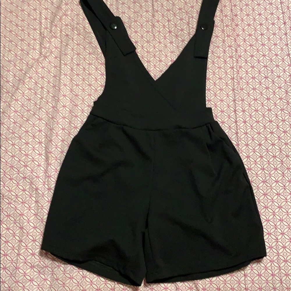 short black korean overall